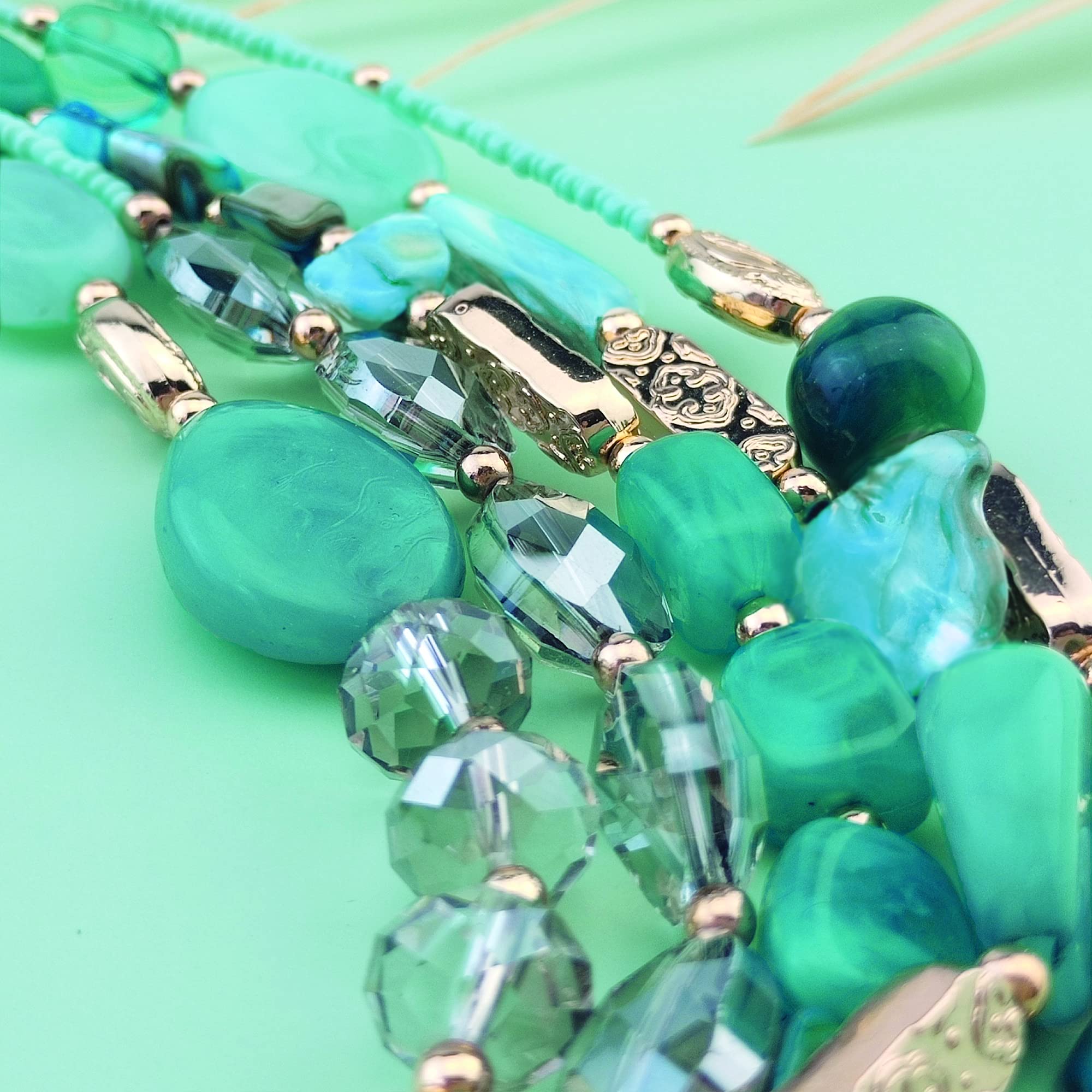 Bocar Multi Layer 5 Strand Statement Collar Beaded Necklace for Women Gift(NK-10376) - Image 3